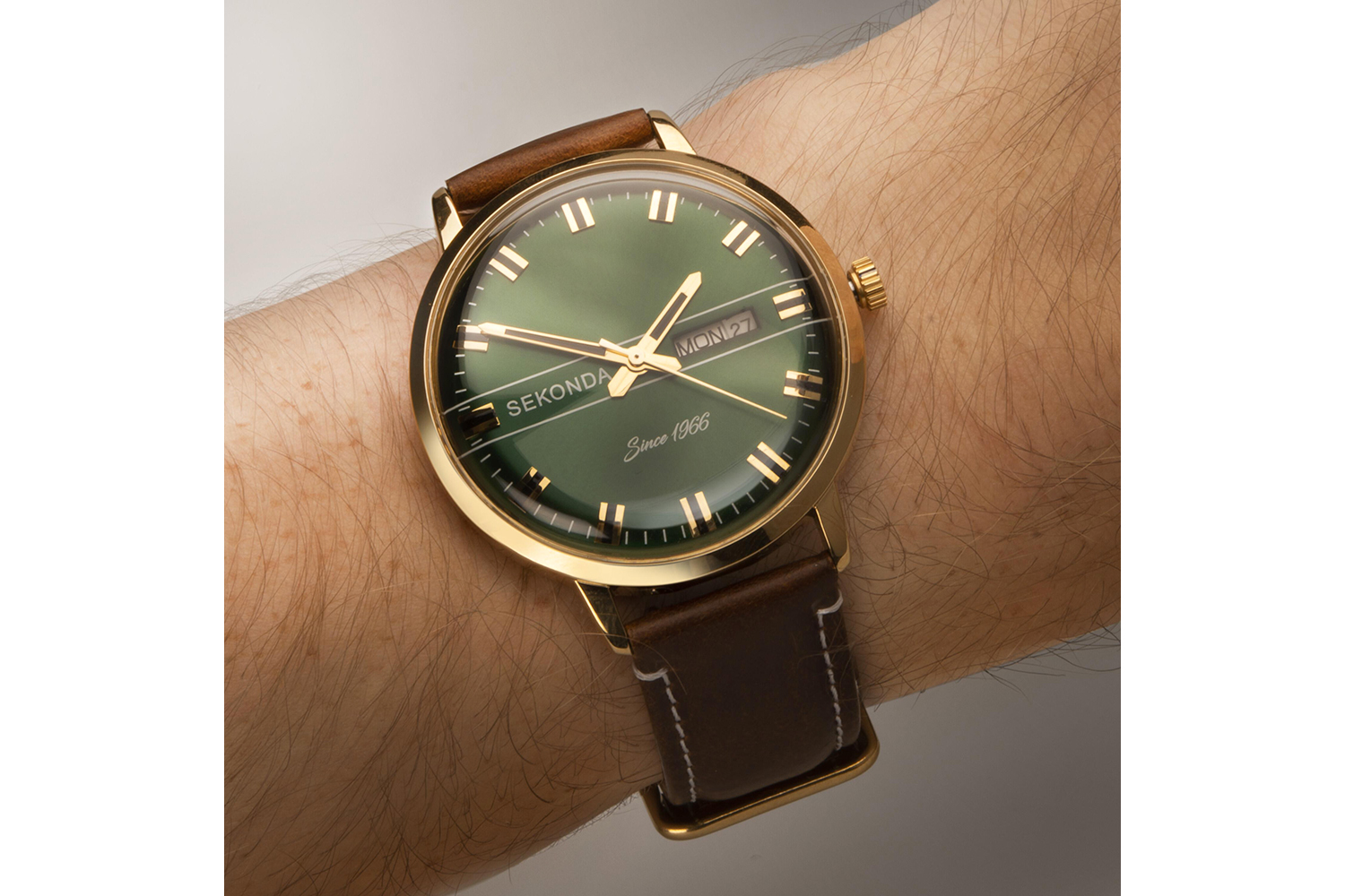 Sekonda Originals Mens Leather Strap Watch | Gold/Brown