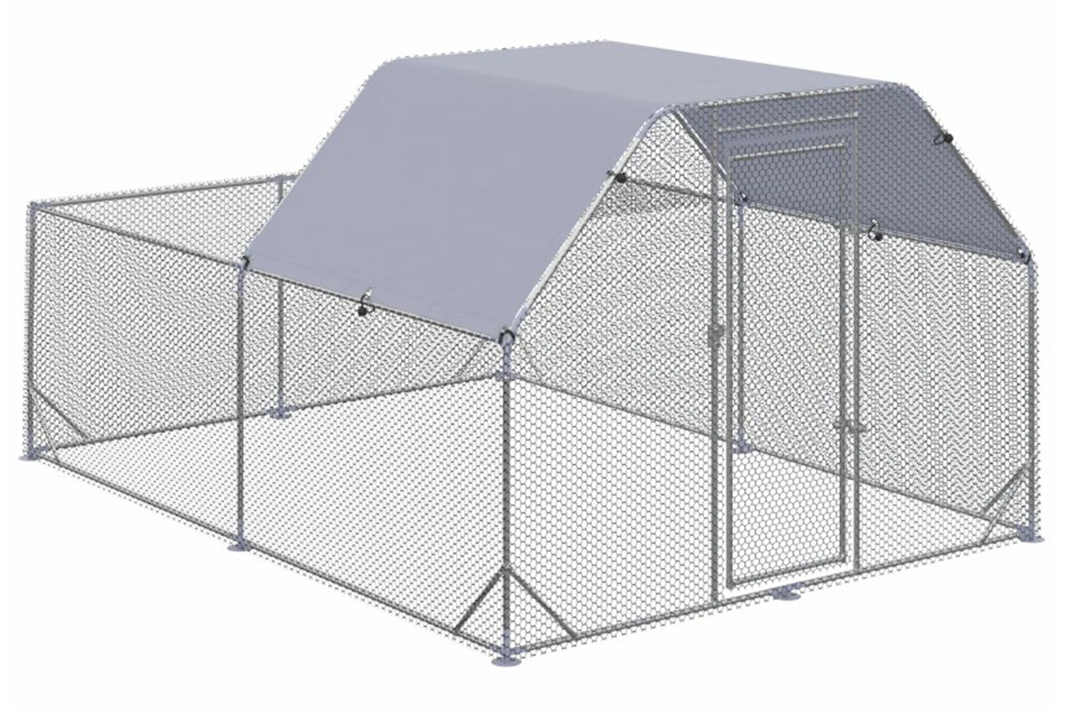 PawHut Walk in Hen House | Silver/Grey