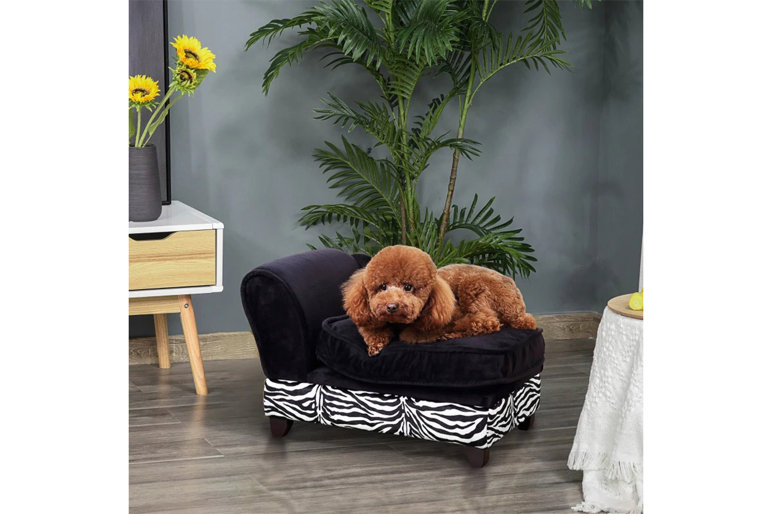 PawHut Fabric Cat Sofa with Storage Box | Black