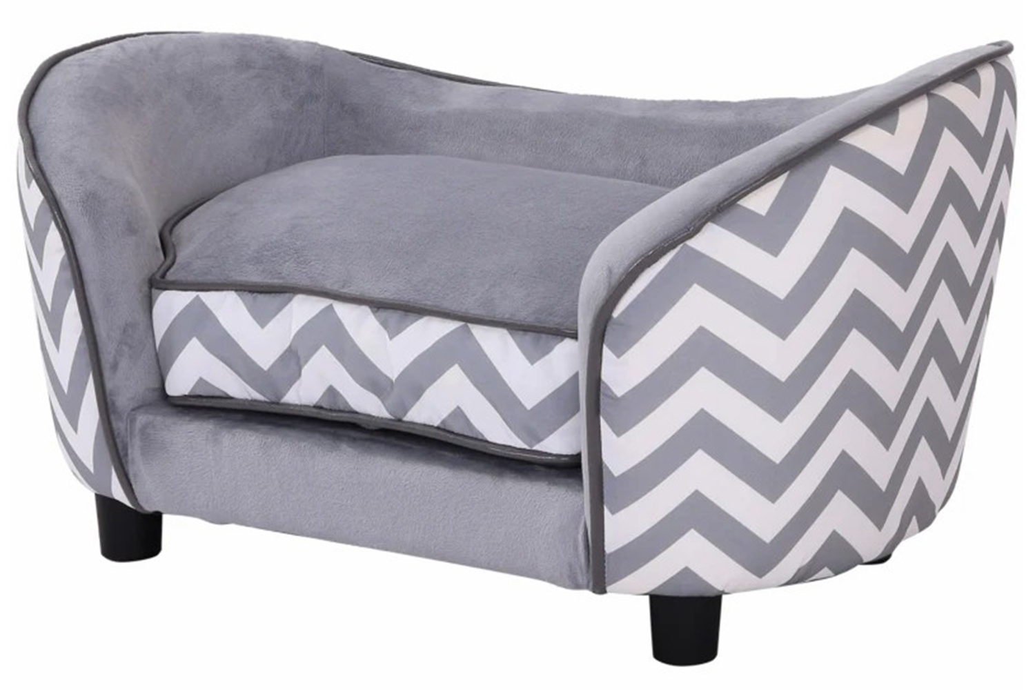 PawHut Wooden Frame Deluxe Lounger Cat Sofa with Cushions | Grey