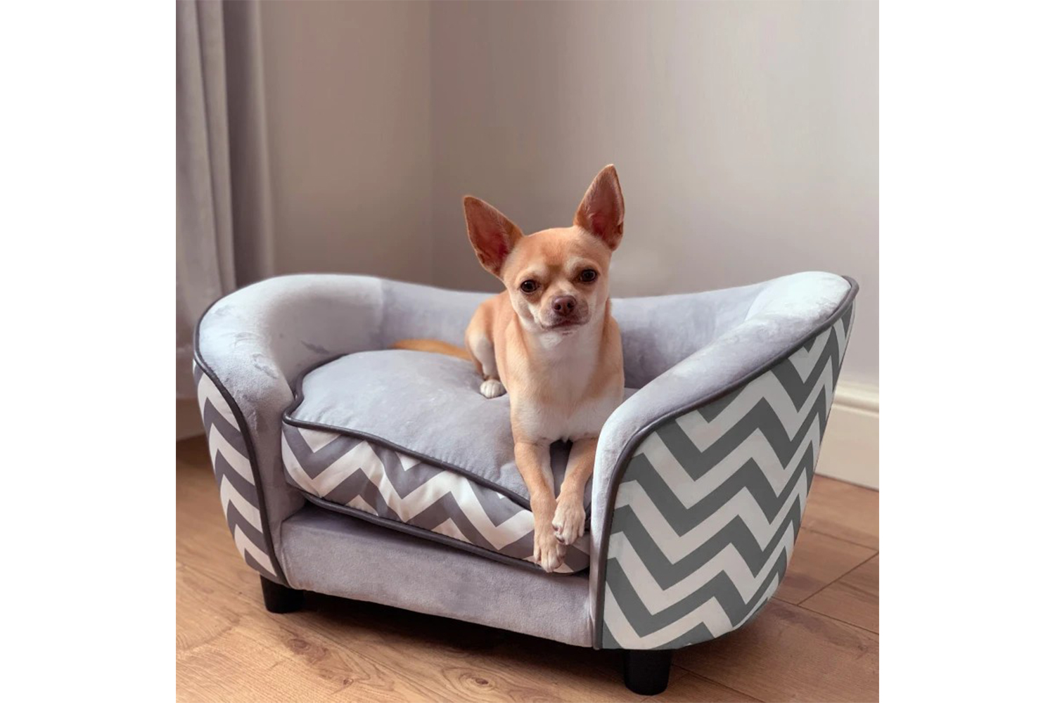 PawHut Wooden Frame Deluxe Lounger Cat Sofa with Cushions | Grey