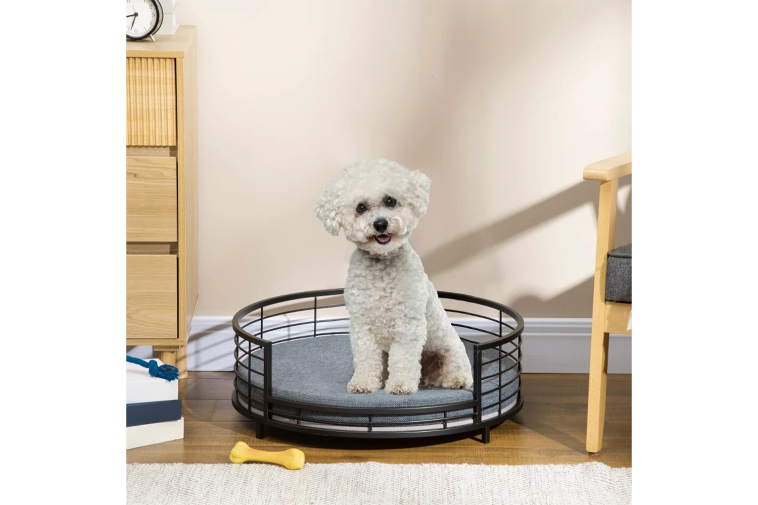 PawHut Raised Dog Bed with Soft Cushion | Black