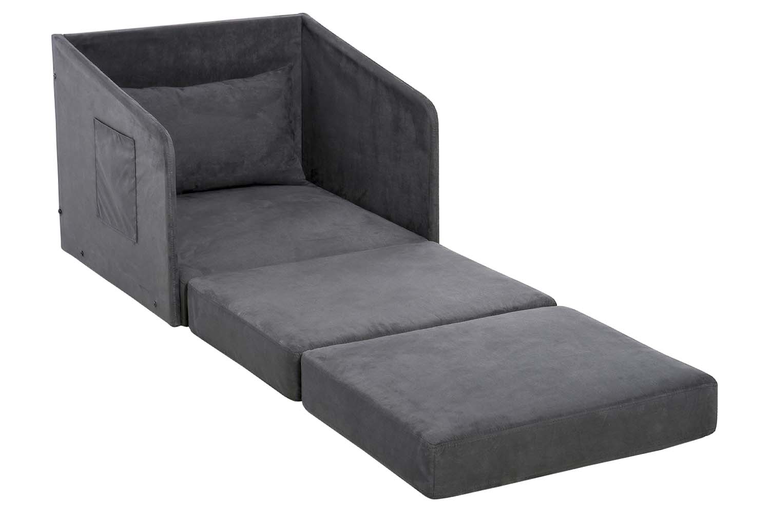 Homcom Faux Suede Single Sofa Bed with Pillow | Grey