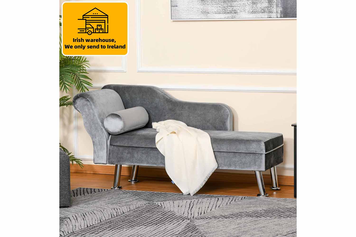 Homcom Chaise Longue Sofa | Cloth and Metal | Grey