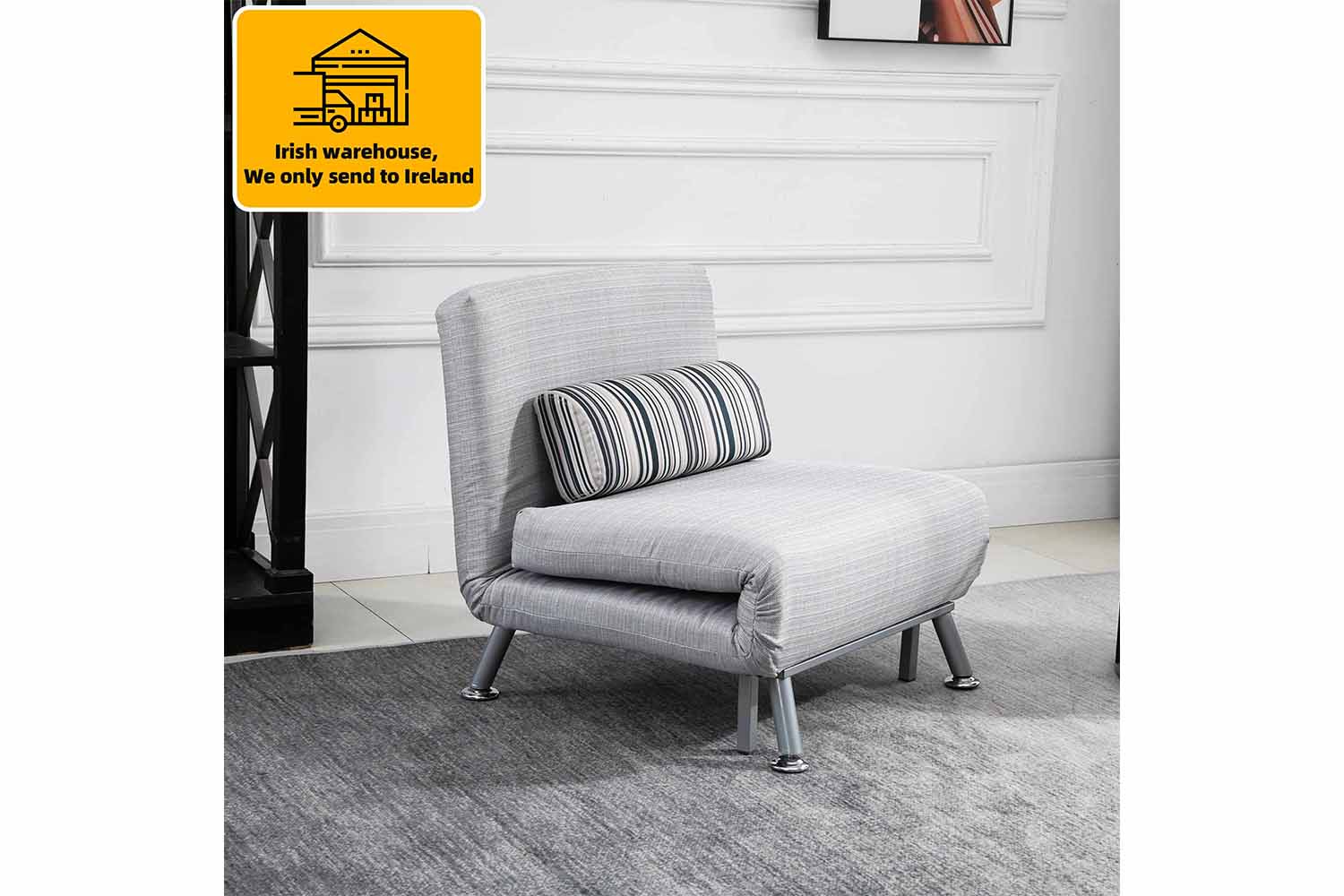 Homcom Single Futon Sofa Bed | Linen Fabric | Grey