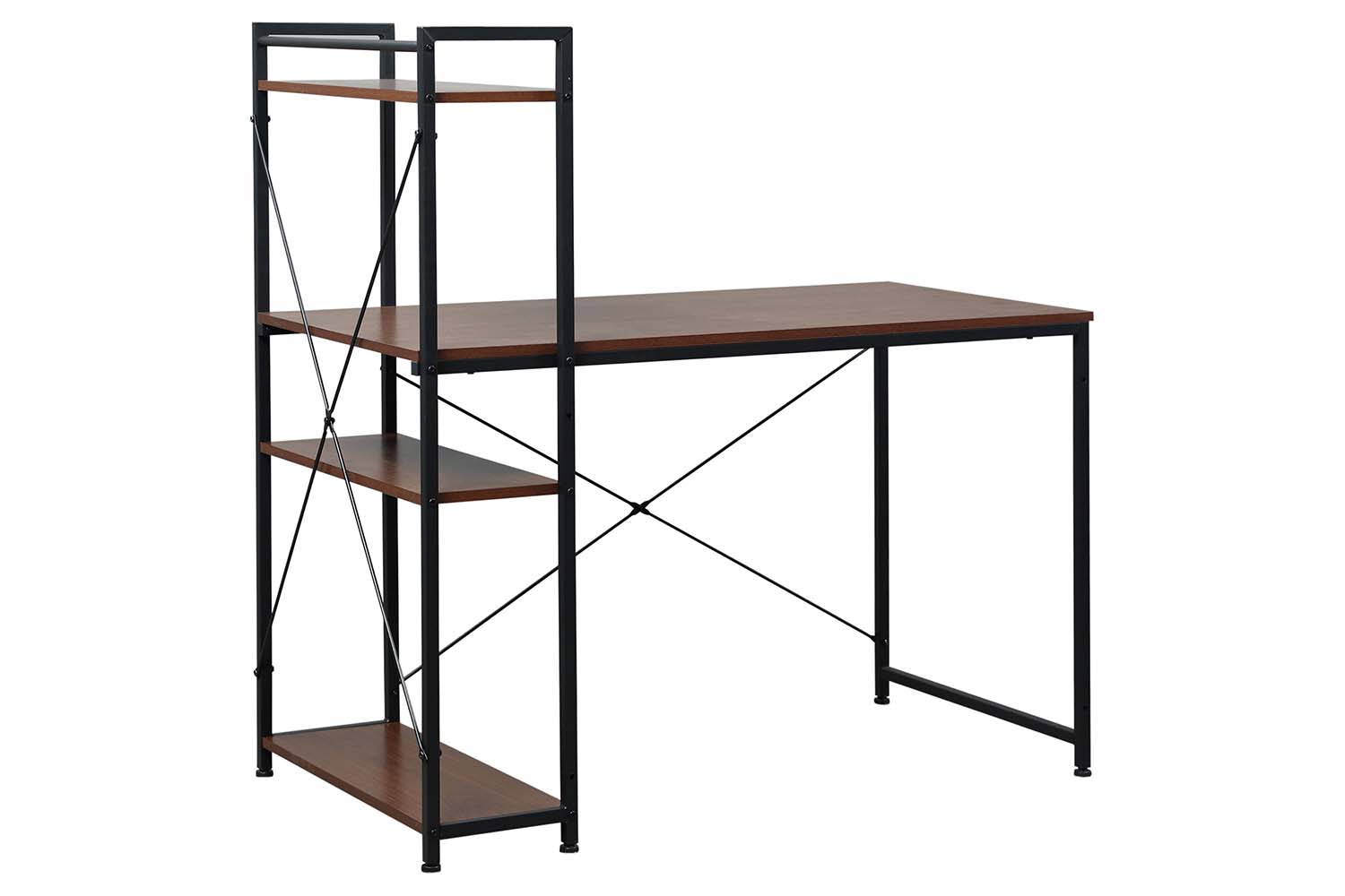 Homcom Computer Desk with Bookshelf | Walnut/Black