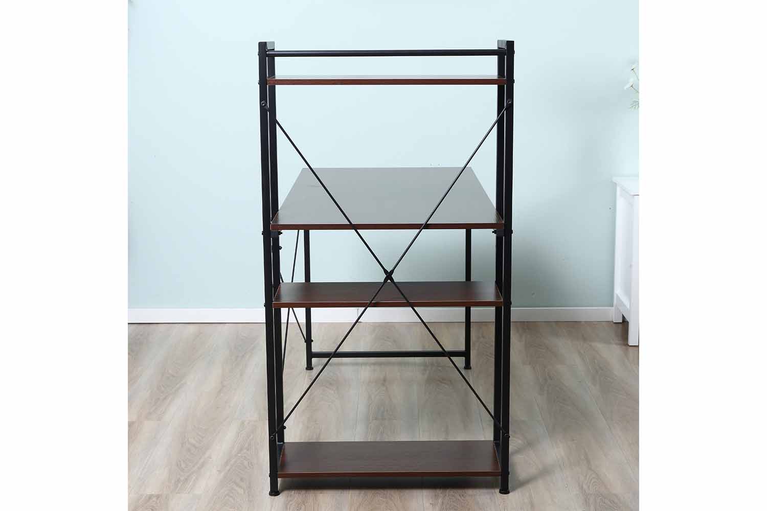 Homcom Computer Desk with Bookshelf | Walnut/Black