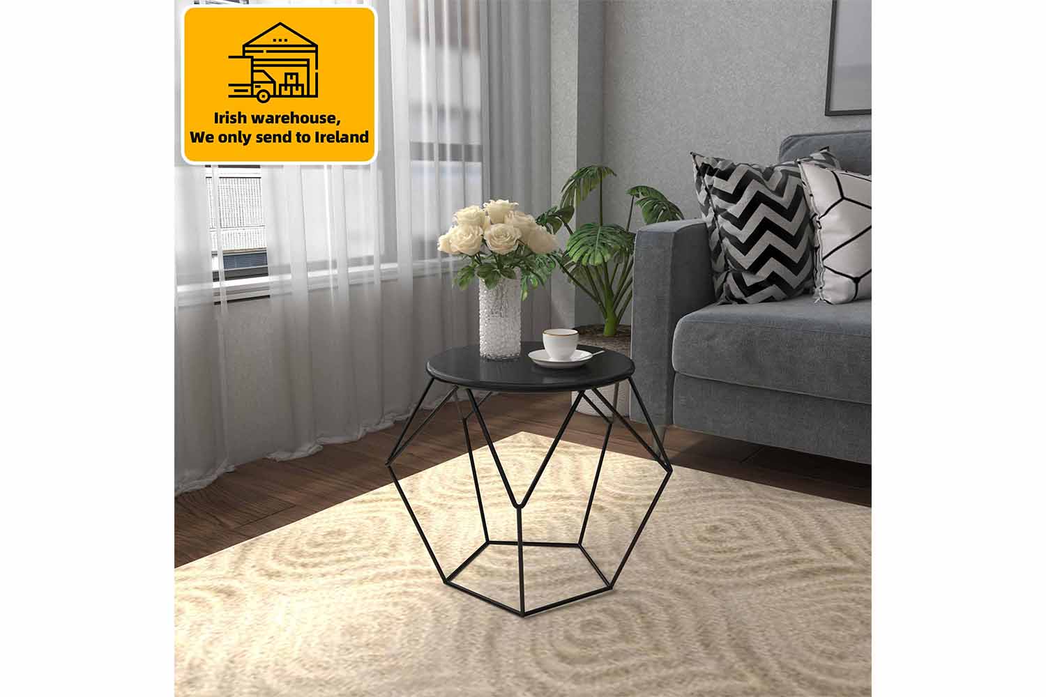 Homcom Round Coffee Table | Black