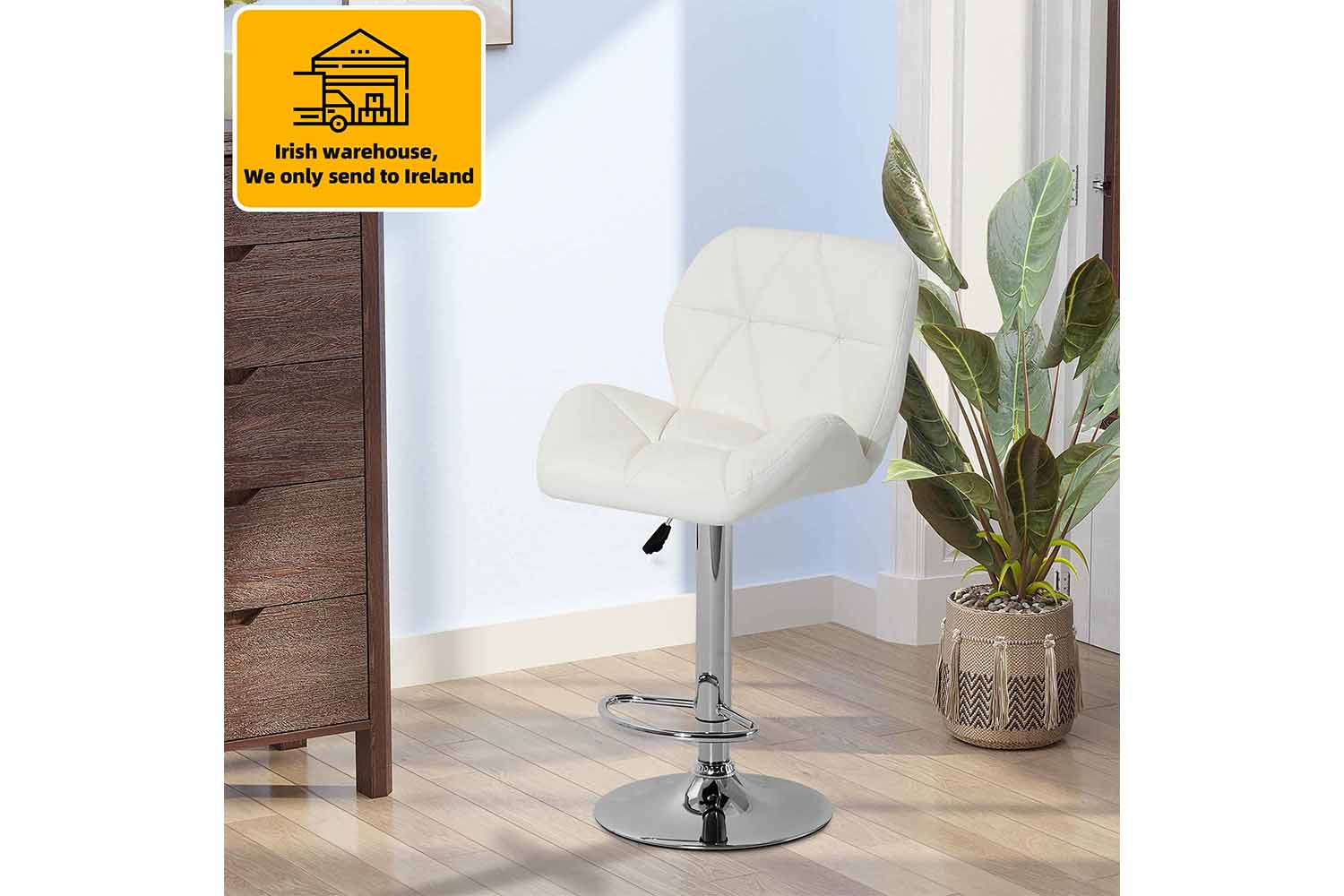 Homcom Adjustable Height Bar Stool | White