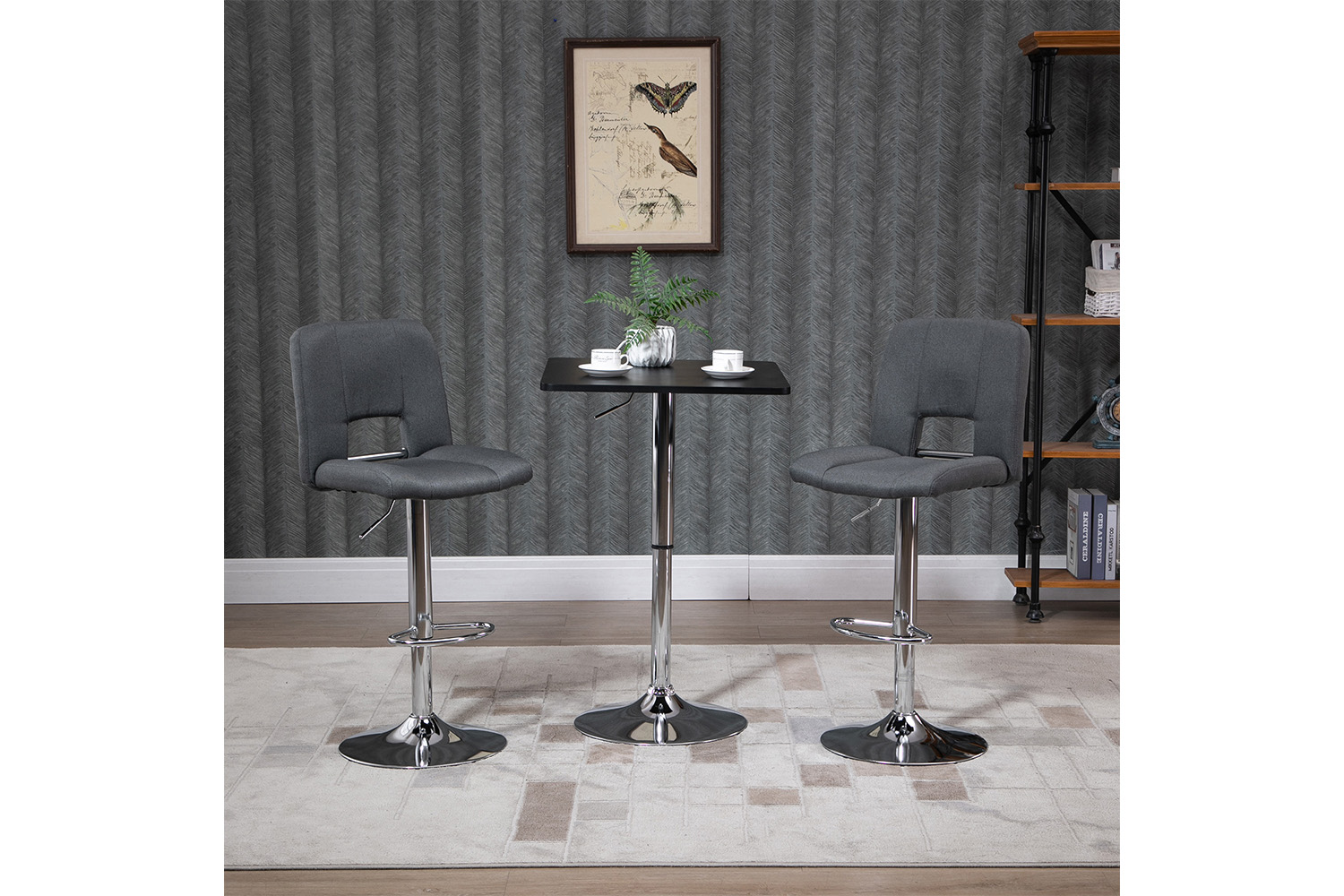 Homcom Modern Height Adjustable Bar Table with Square Tabletop | Black/Silver