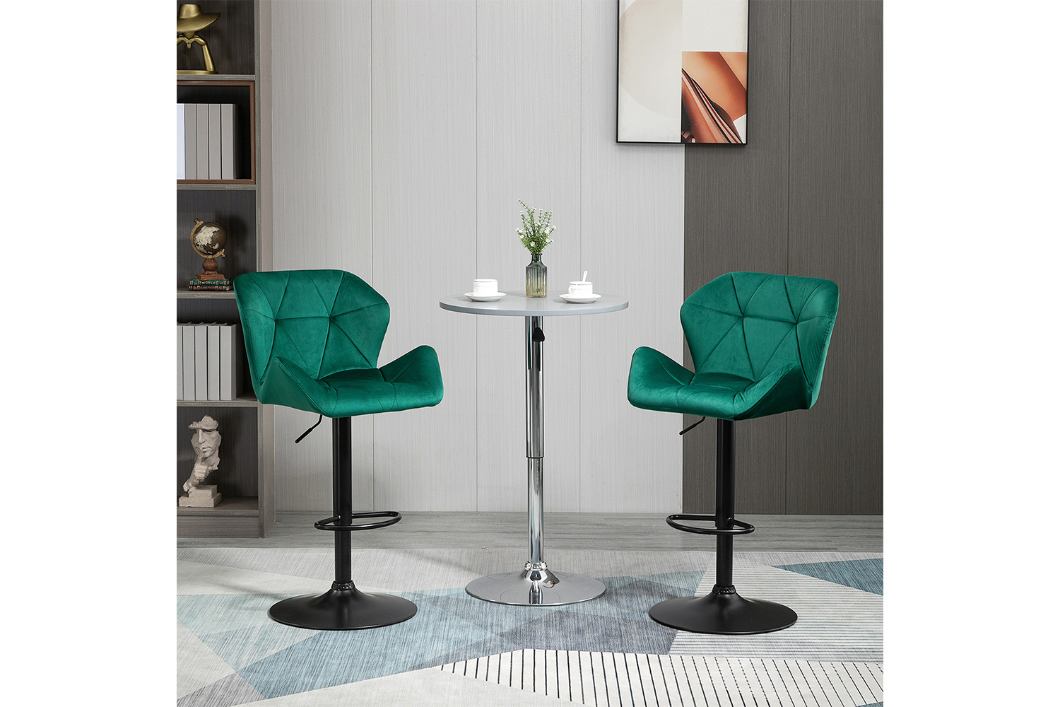 Homcom Footrest Barstool | Green