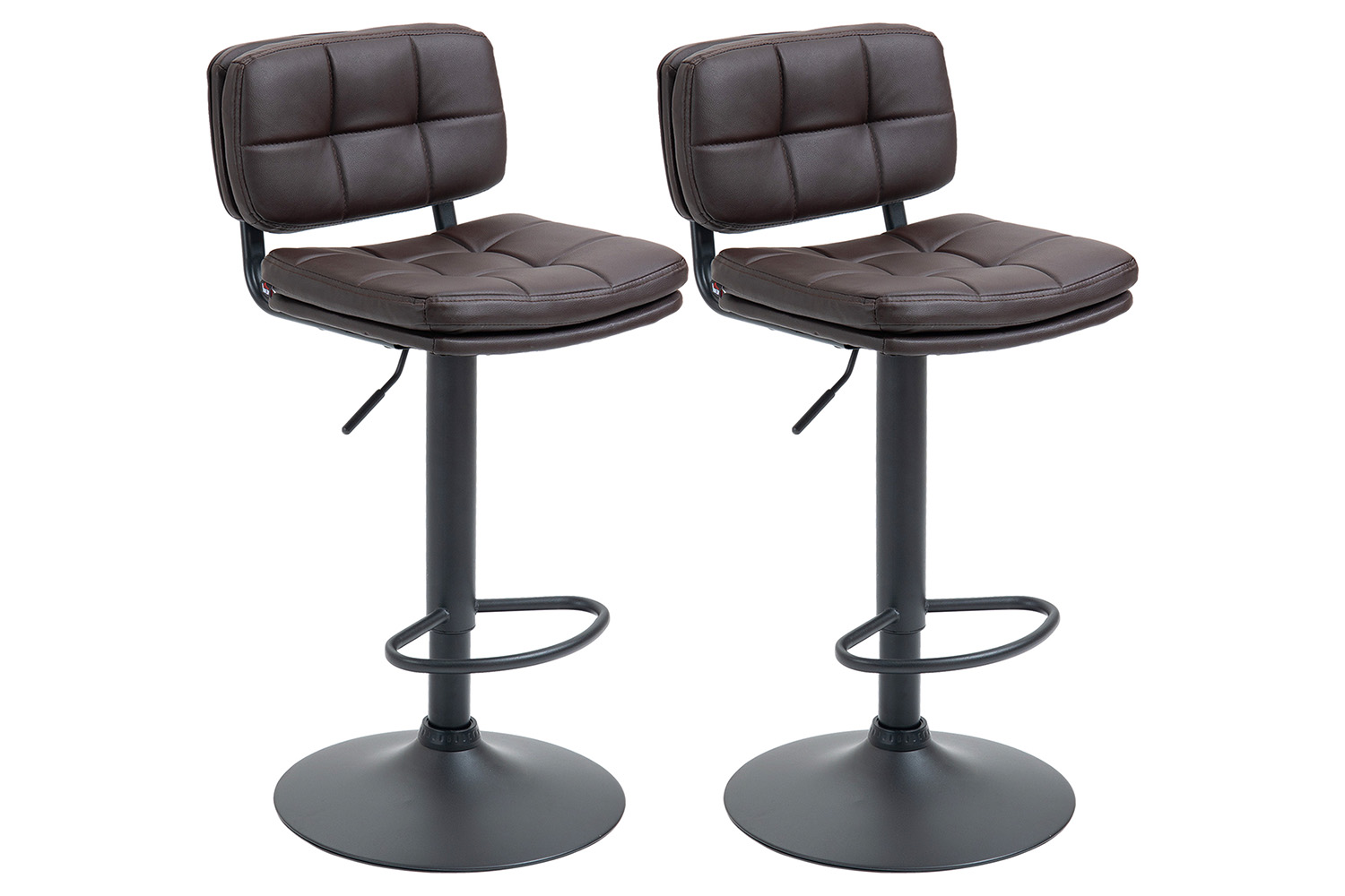 Homcom Adjustable Height Bar Stools with Backs | Brown