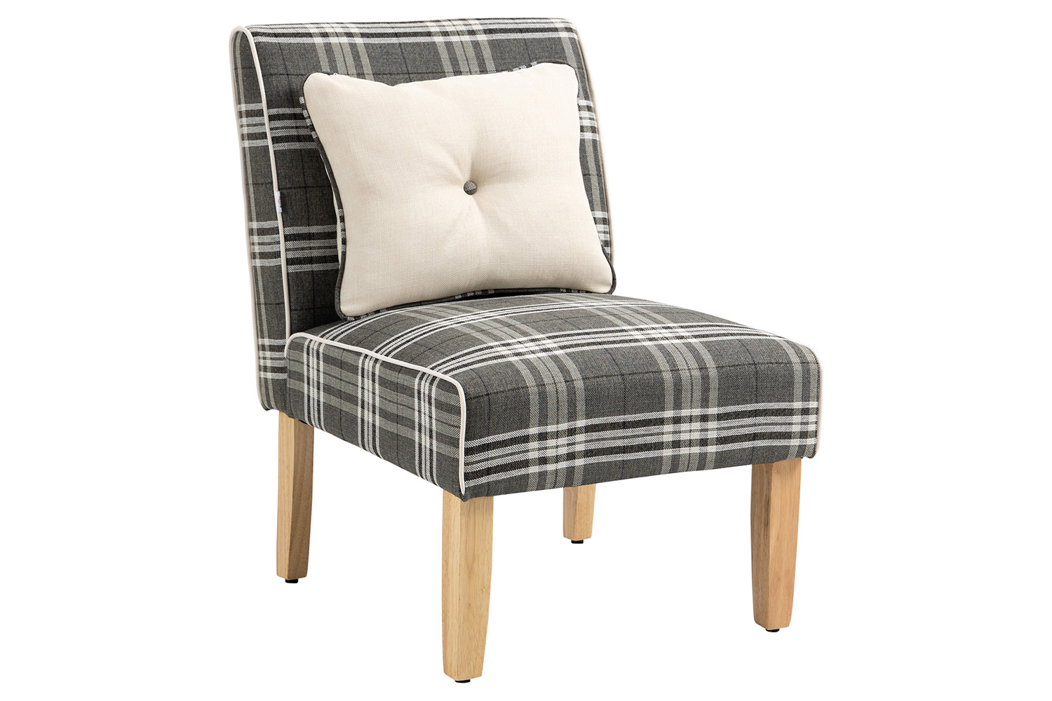 Homcom Modern Dining Chair with Pillow | Grey/Natural