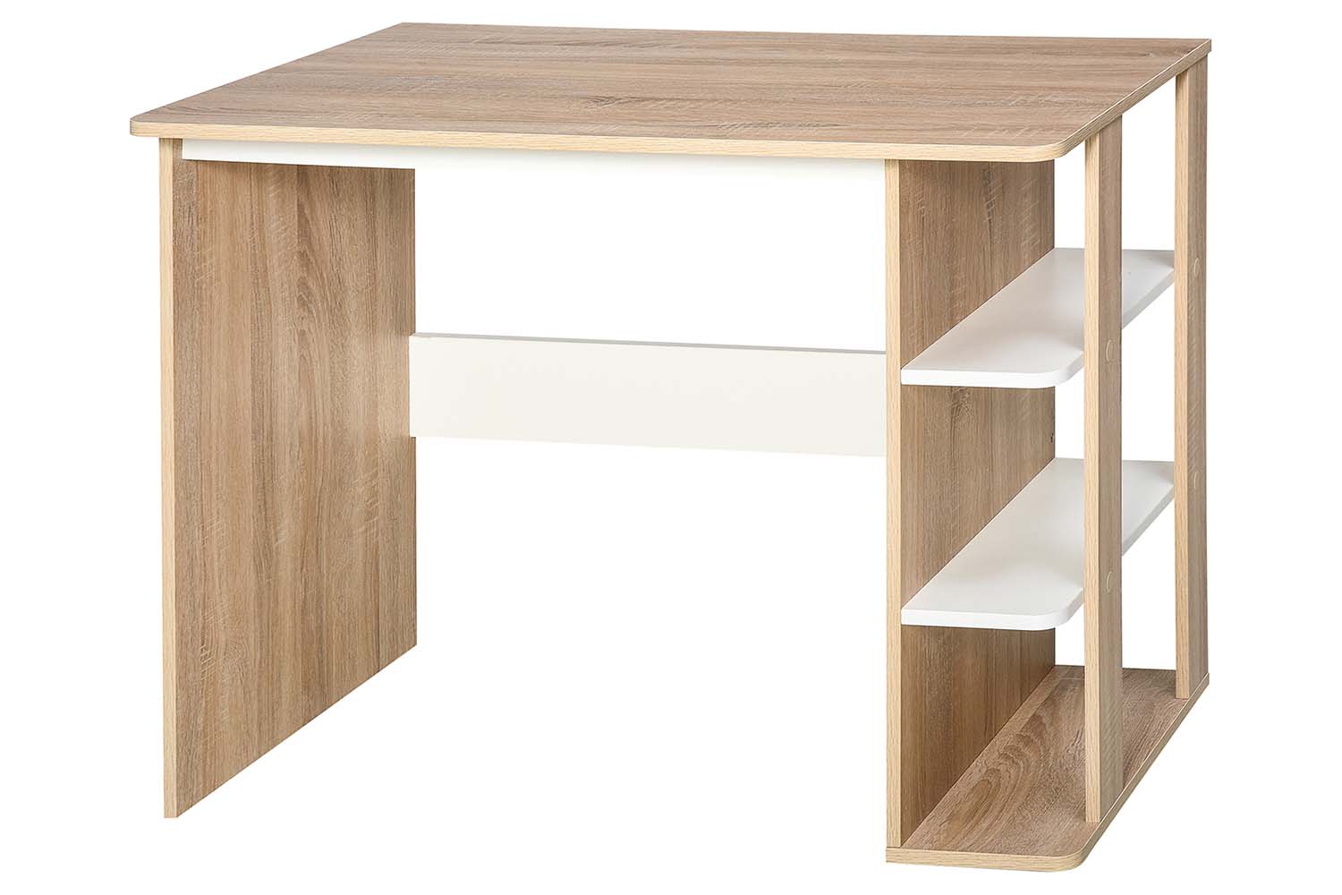 Homcom Computer Desk with 3-Tier Storage Shelf | Natural/White