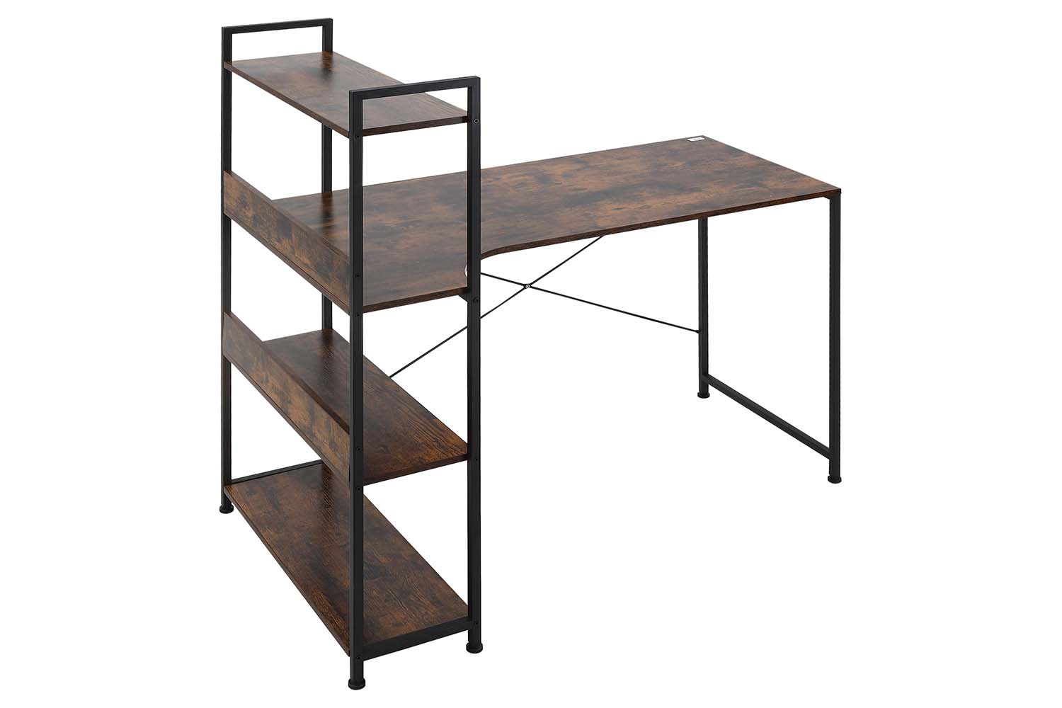 Homcom Computer Desk with 4-Tier Storage | Black/Brown