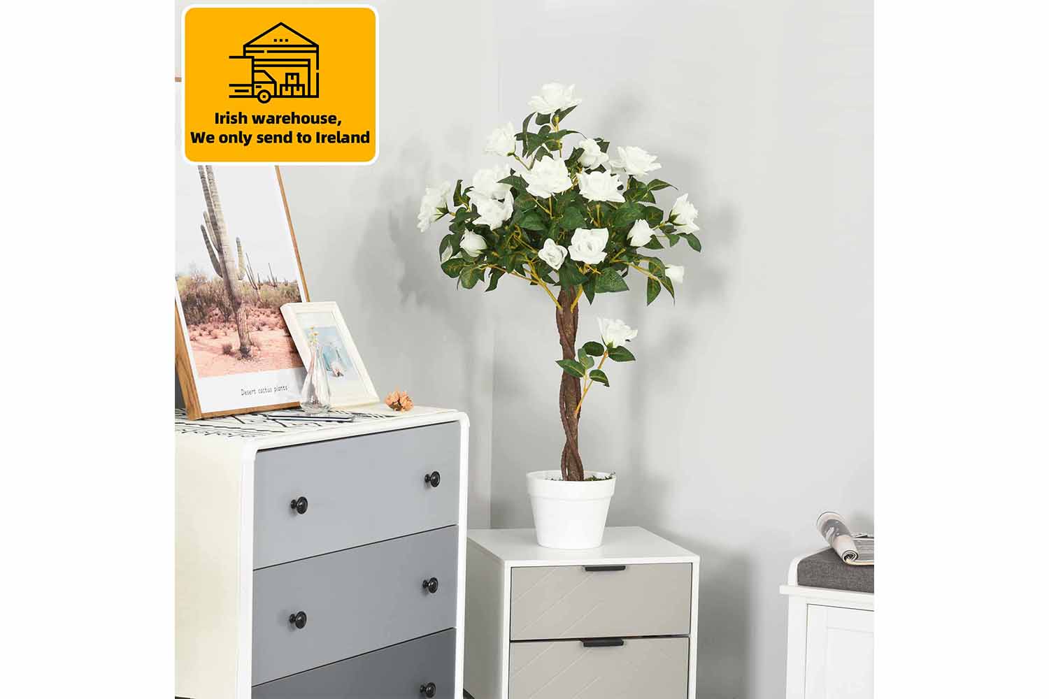 Artificial Camellia Plant | White/Green | 90 cm