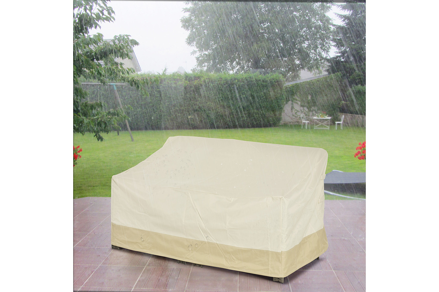 Outsunny Waterproof Furniture Cover for 3 Seat Rattan Sofa | Beige/Coffee