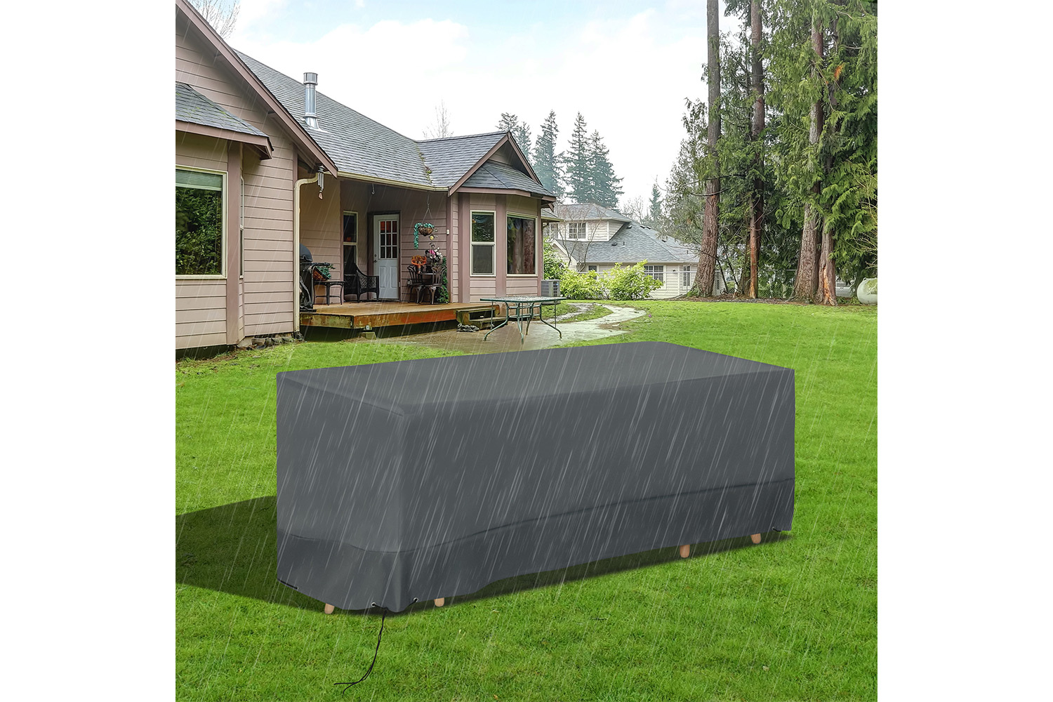 Outsunny 3 Seater Sofa Furniture Cover | Dark Grey/Light Grey