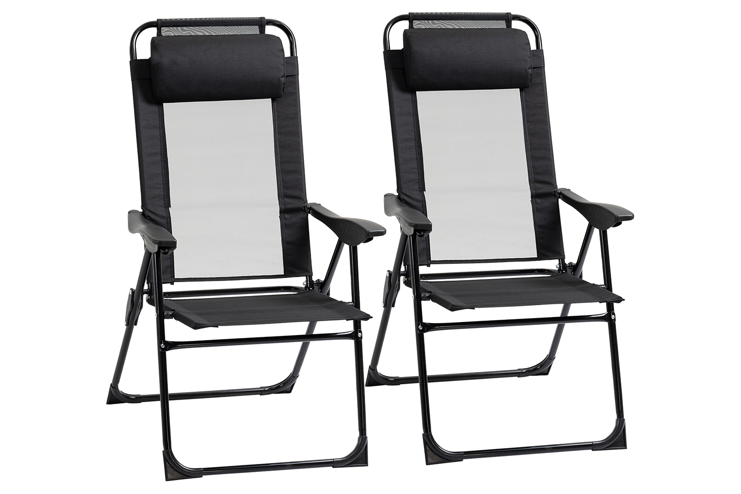 Outsunny Portable Folding Recliner Outdoor Patio Backrest | Black | Set of 2