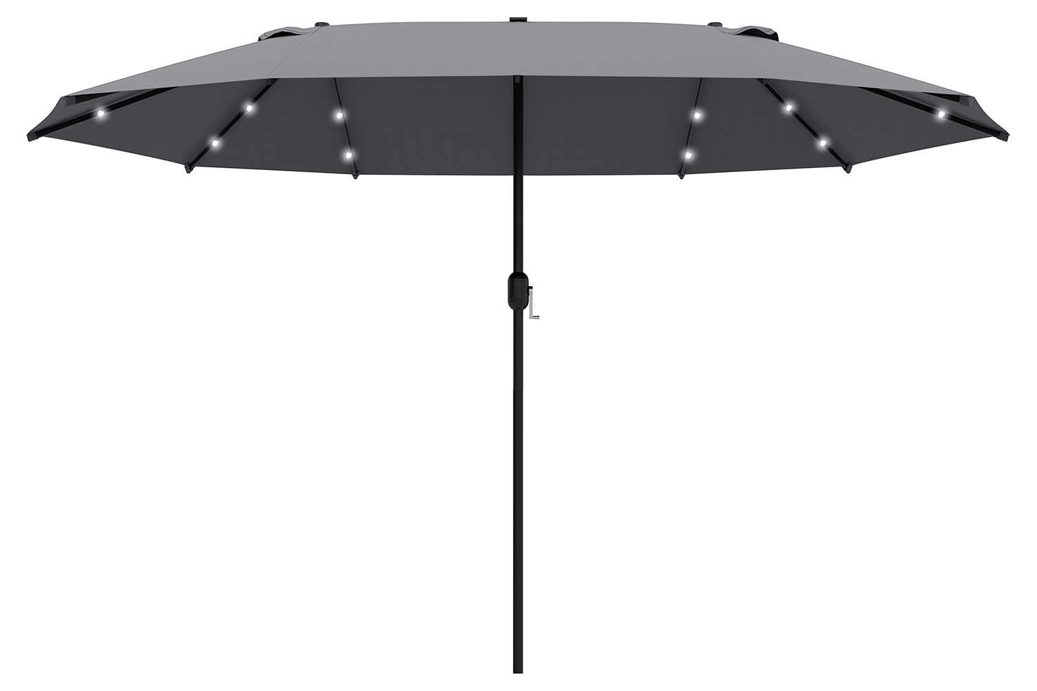 Outsunny Double-Sided Umbrella with LED Solar Lights | Dark Grey