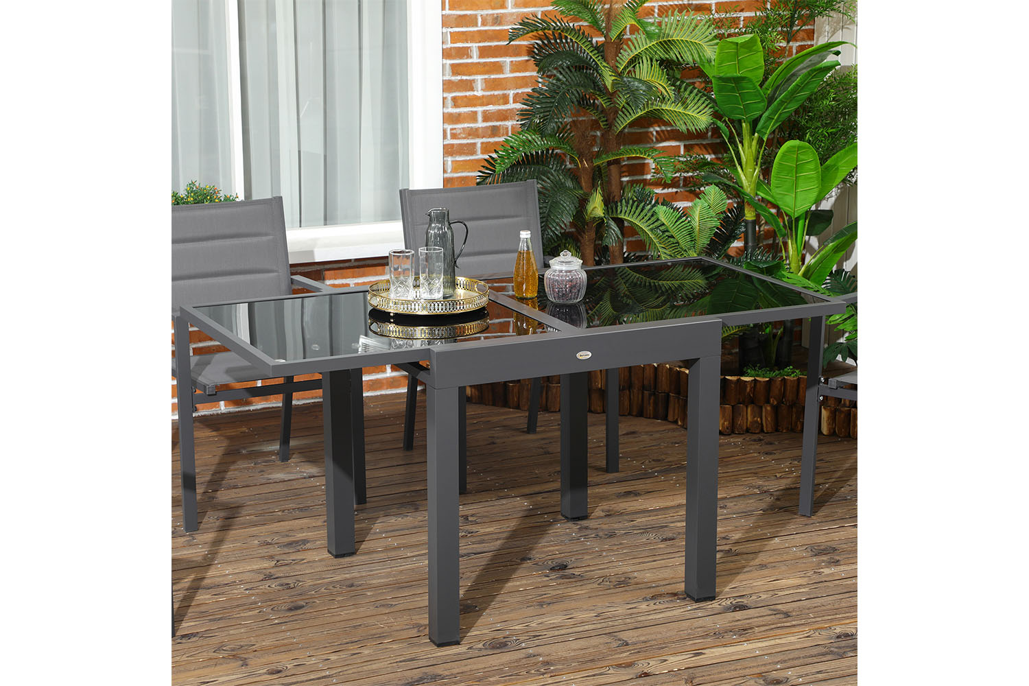 Outsunny Extending Garden Table | Black