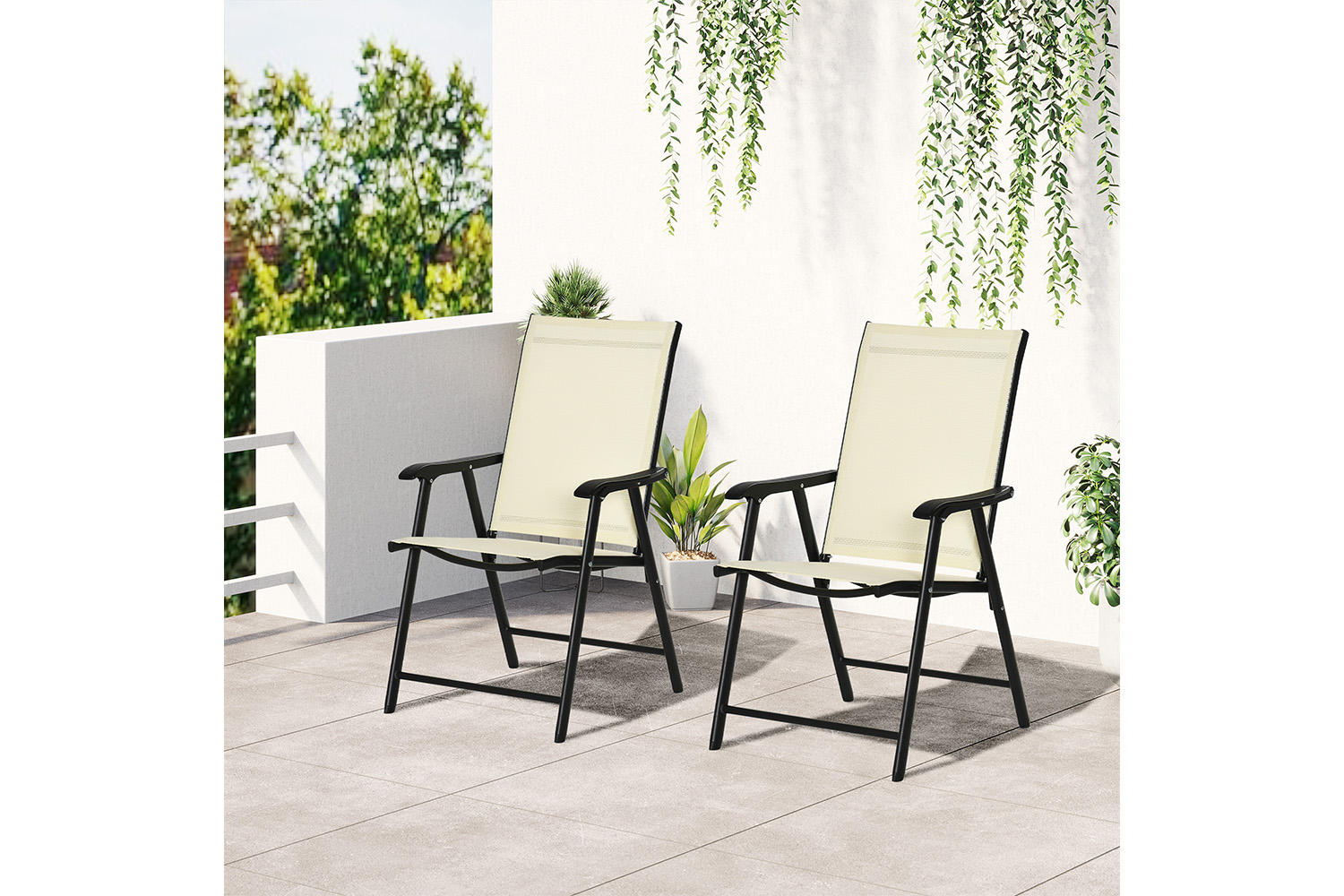 Outsunny Folding Garden Chairs | Beige