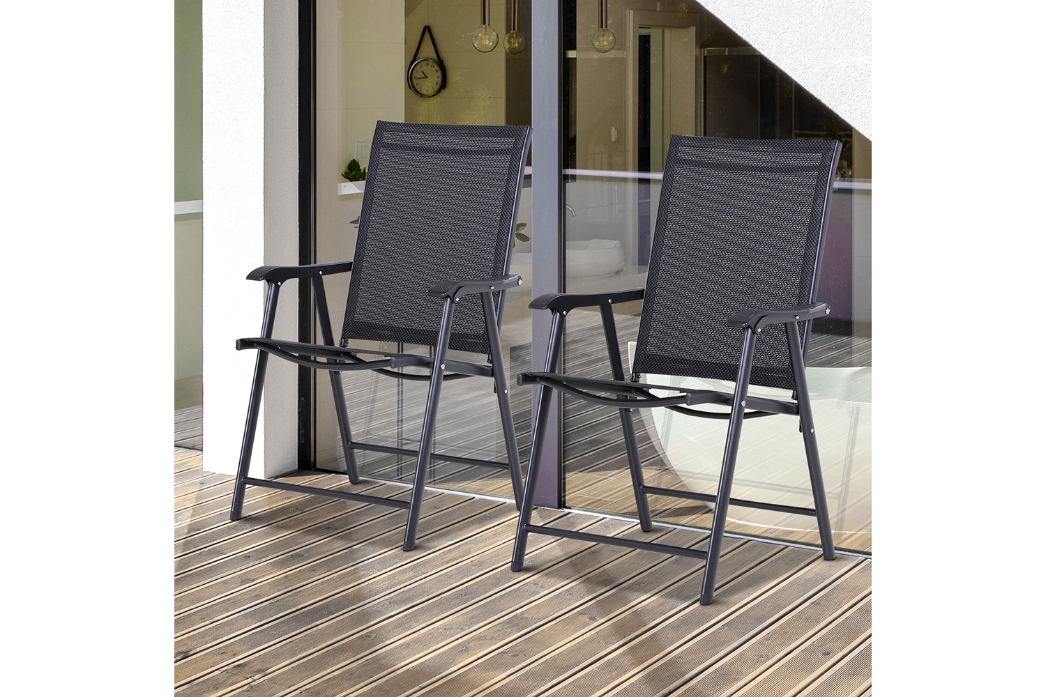 Outsunny Foldable Outdoor Garden Chairs | Black