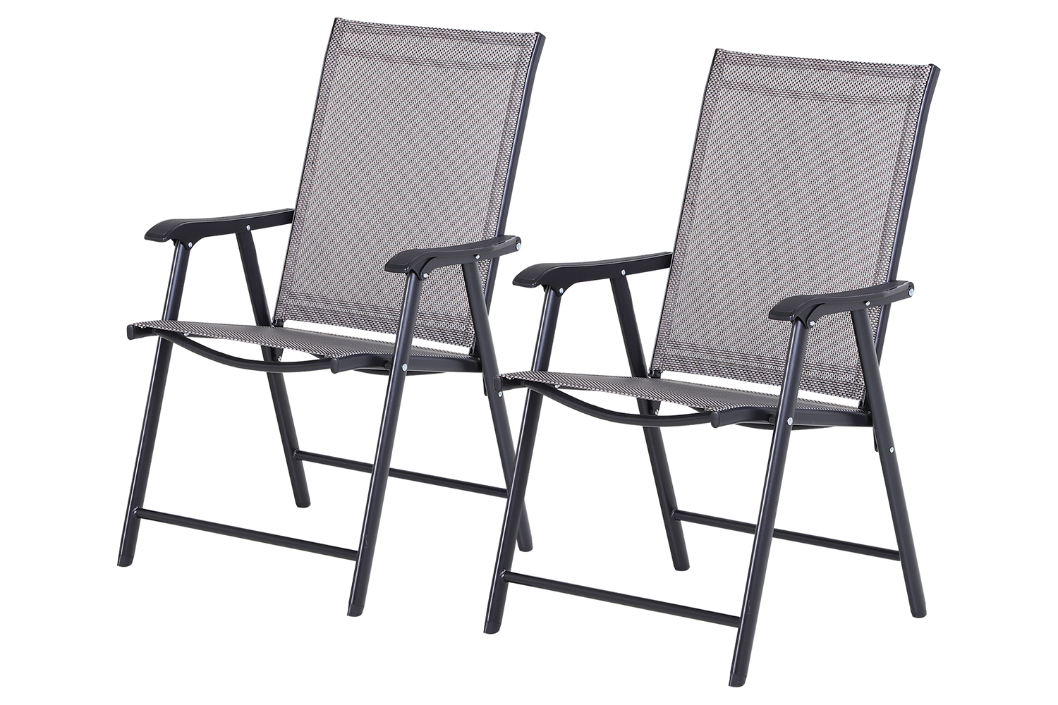 Outsunny Foldable Outdoor Garden Chairs | Grey/Black