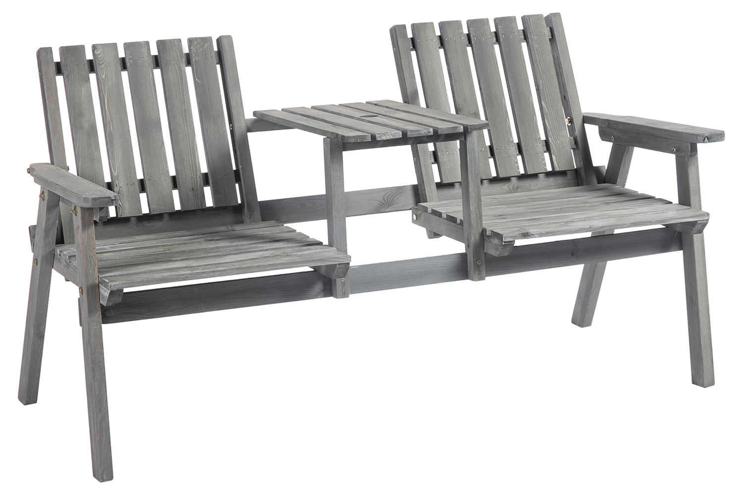 Outsunny Outdoor Garden Bench Chair with Table | Grey