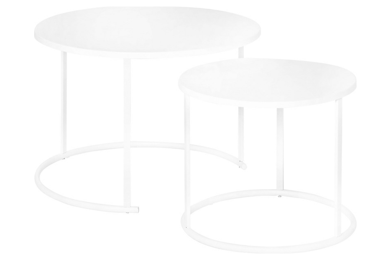 Outsunny Round Coffee Table Pair | White