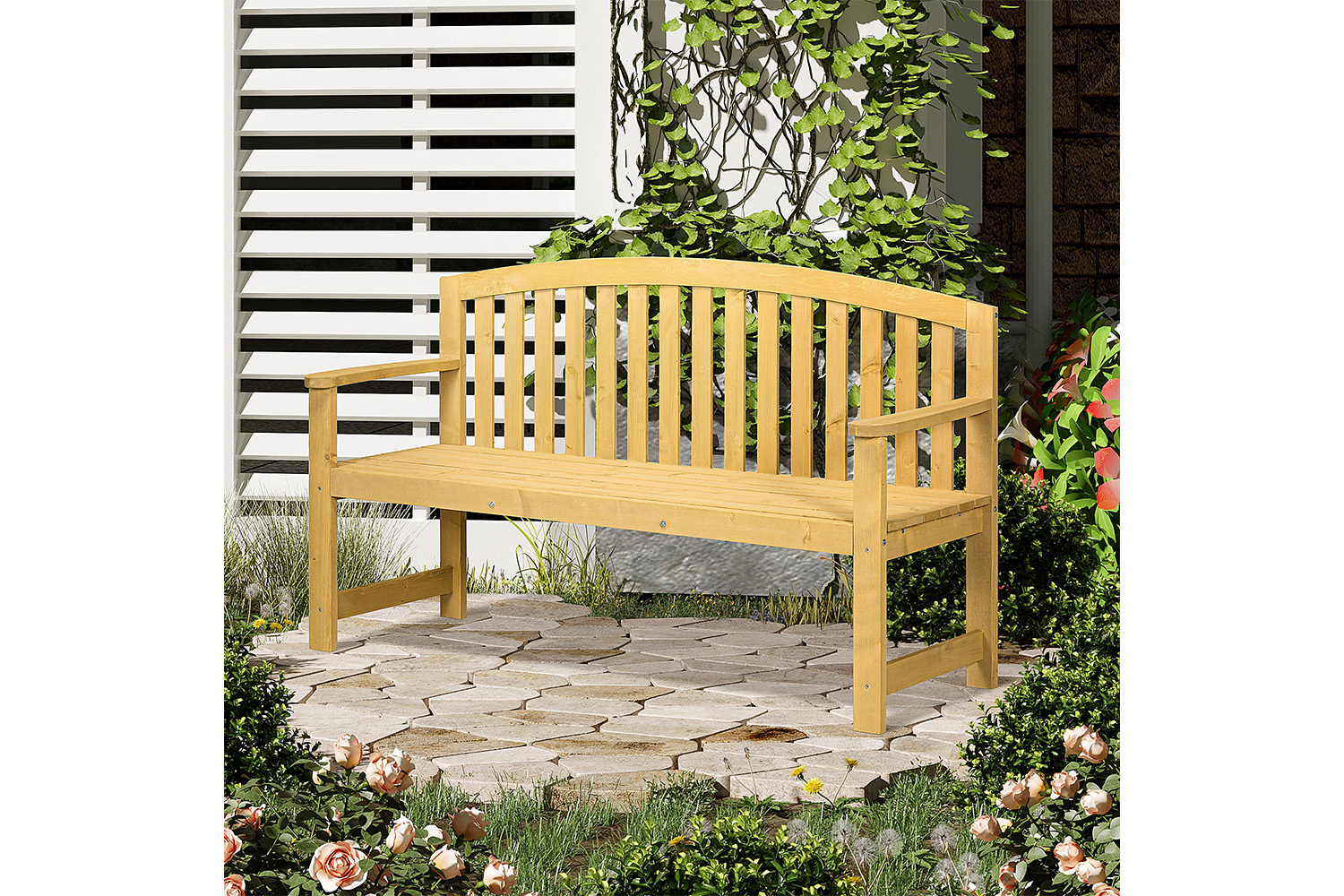 Outsunny 2 Seater Wooden Garden Bench | Orange
