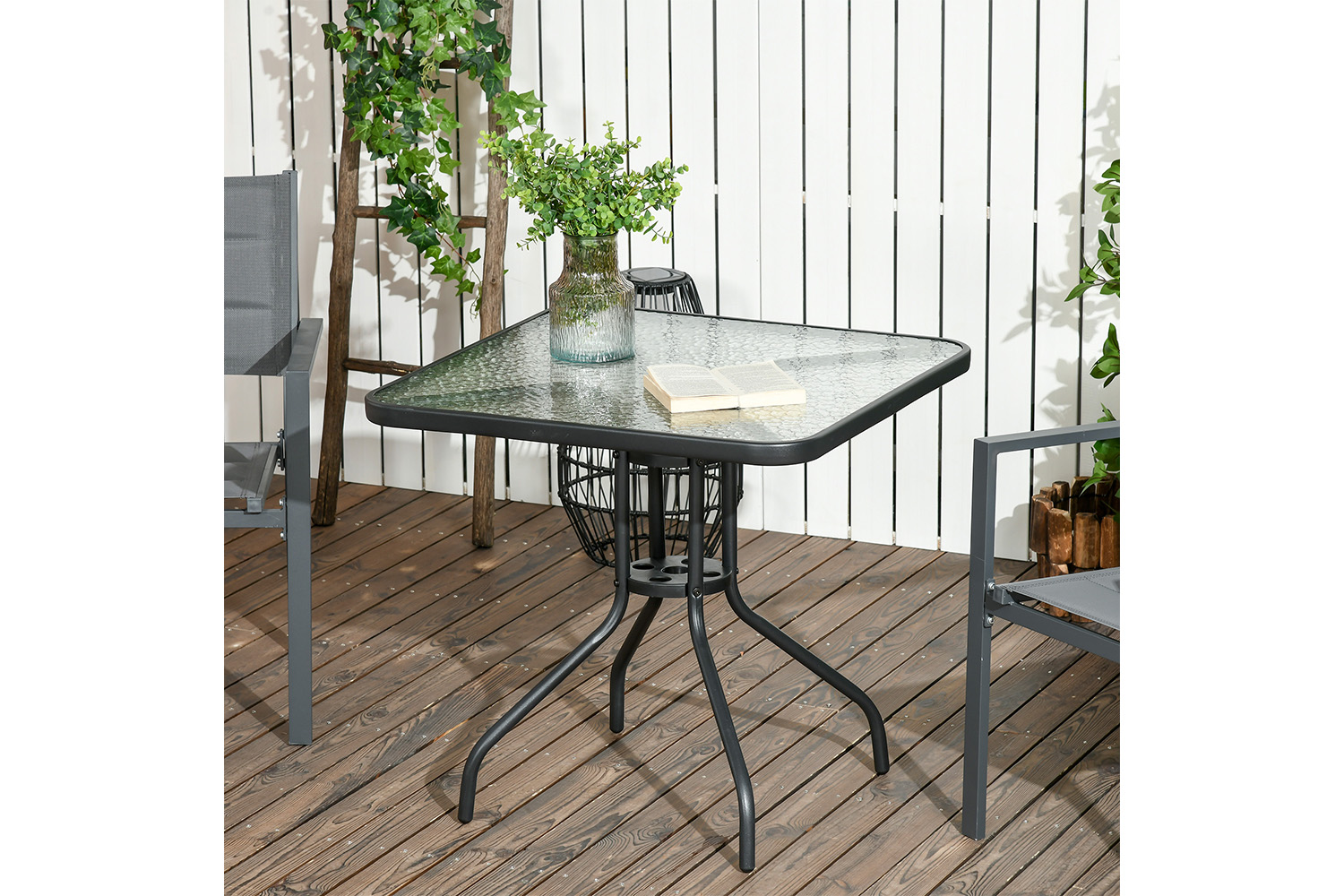 Outsunny Outdoor Square Coffee Table | Black