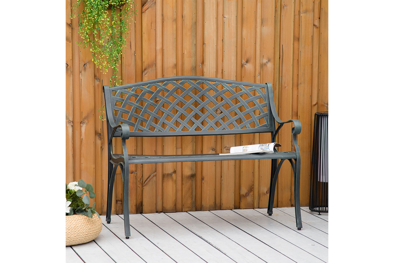 Outsunny Metal Garden Bench | Green
