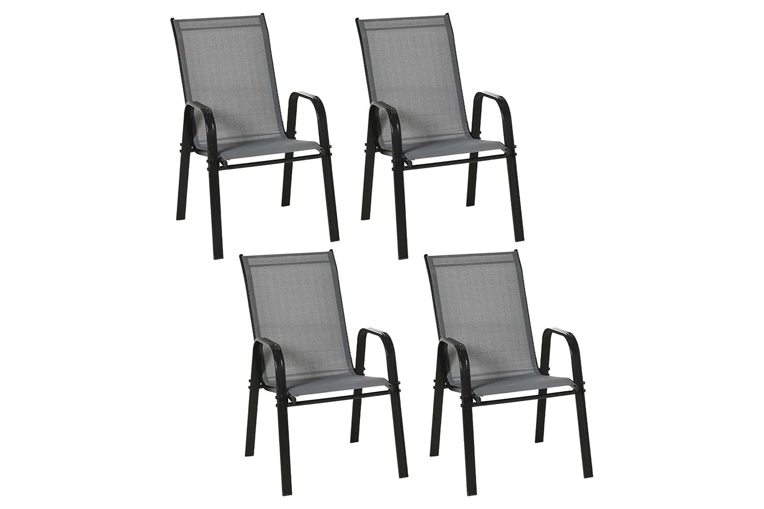 Outsunny Outdoor Garden Chairs  | Dark Grey | Set of 4