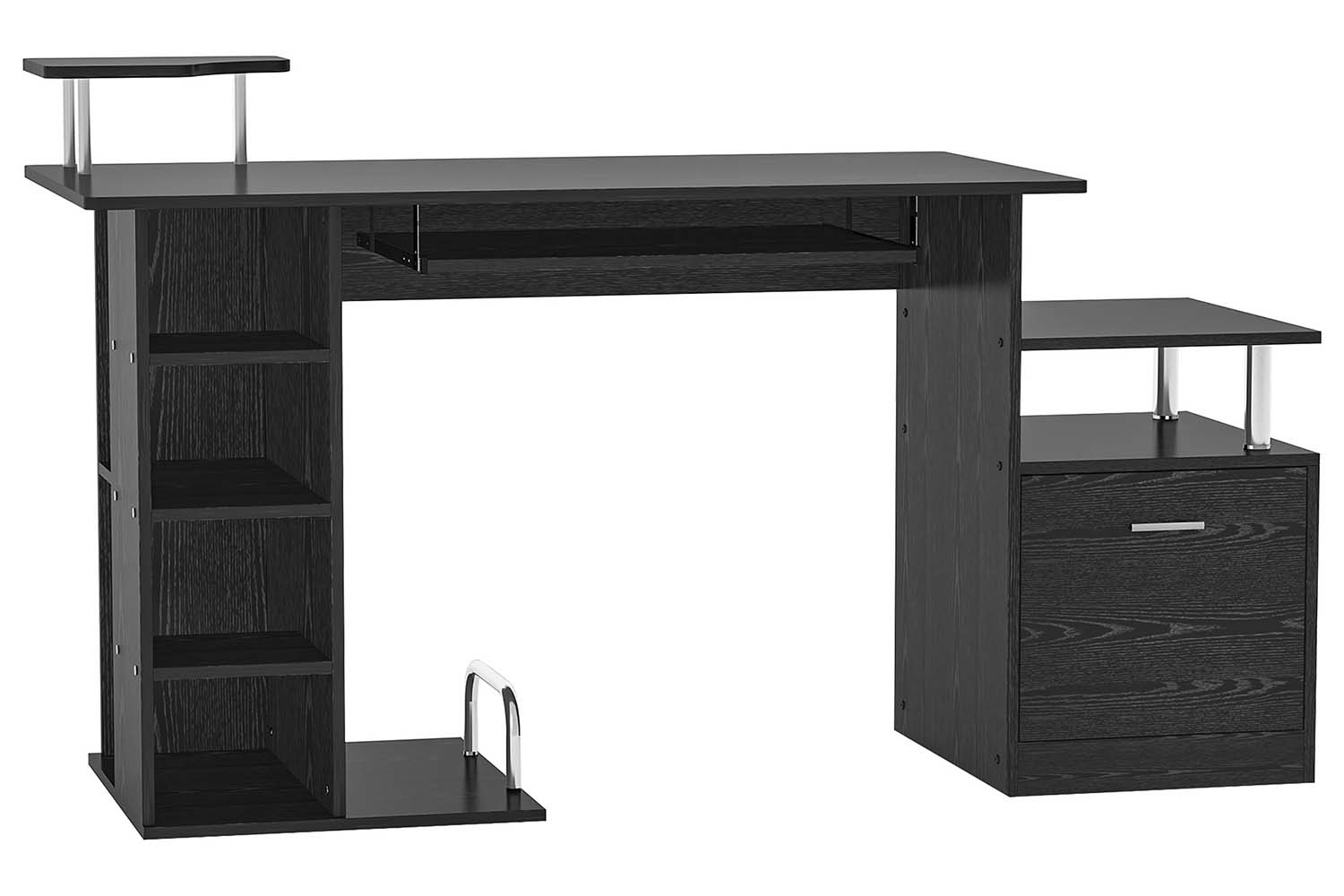 Homcom Office Workstation with Drawer & Shelves | Black
