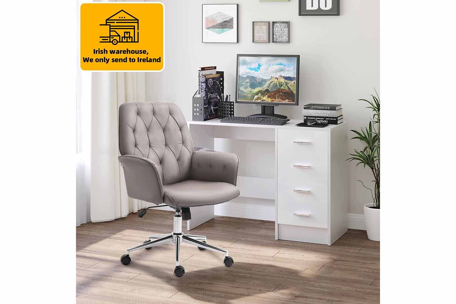 Vinsetto Swivel Desk Chair | Light Grey