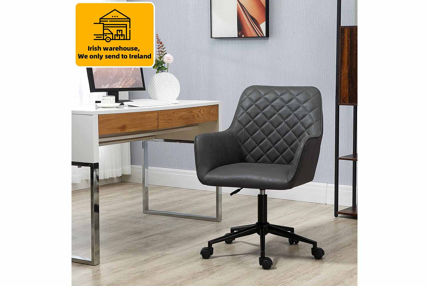 Vinsetto Desk Chair with Wheels | Deep Grey