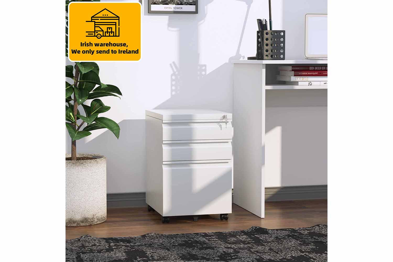 Homcom Vinsetto 3-Drawer Filing Cabinet | White