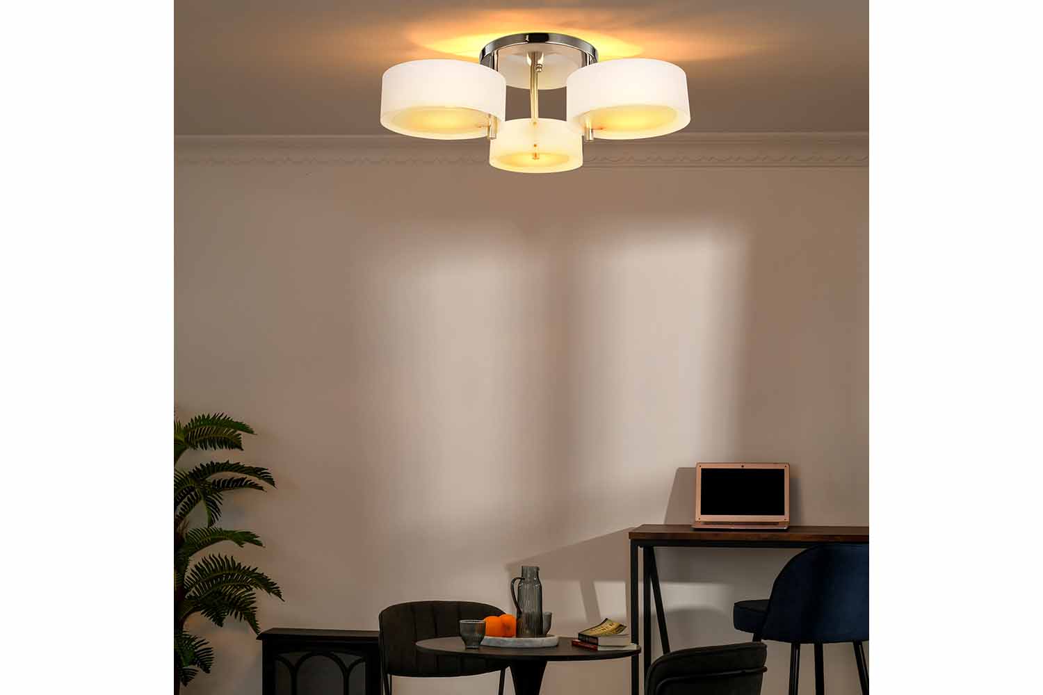 Homcom | Modern Ceiling Light | Silver/White