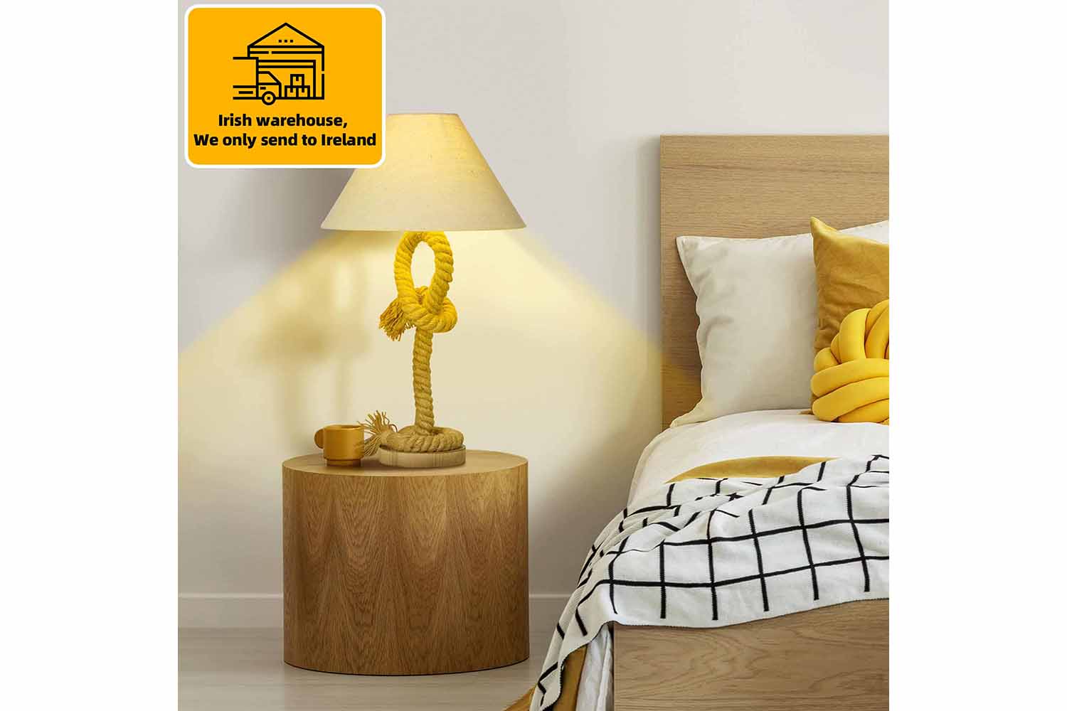 Homcom | Wood Based Table Lamp | Brown/White