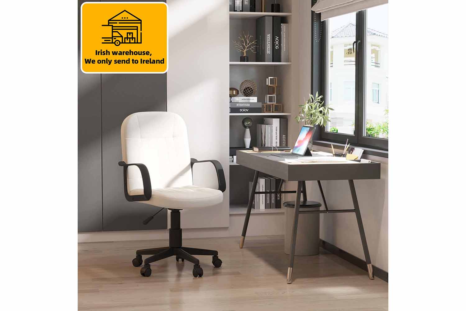 Homcom Swivel Office Chair | White/Cream