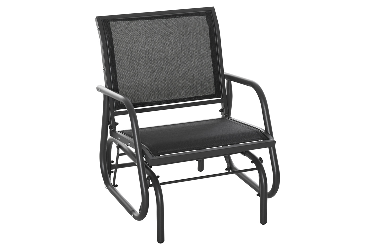 Outsunny Outdoor Glider Rocking Chair with Weather & UV Resistance | Black/Dark Grey
