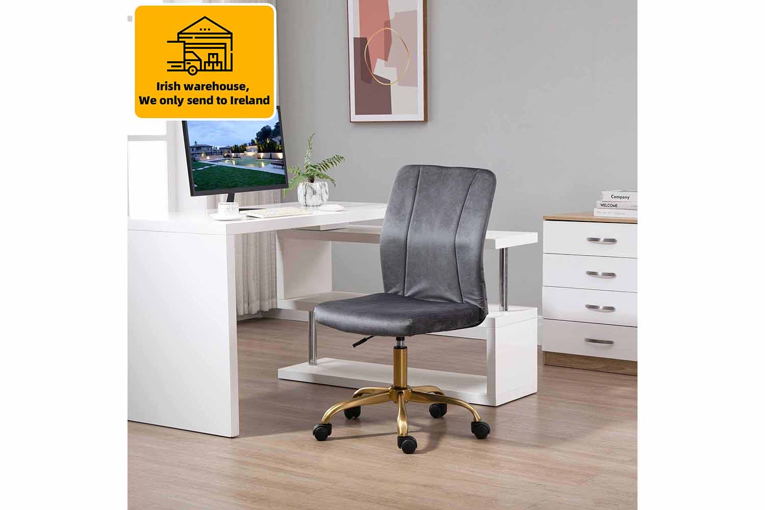 Vinsetto 360° Swivel Armless Office Chair | Grey