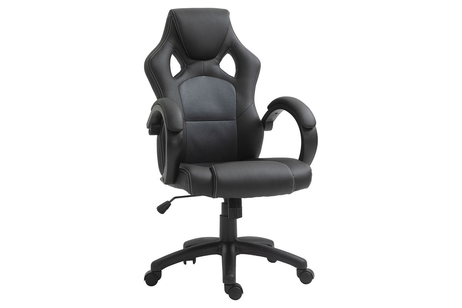 Homcom 360° Swivel Office Chair with Head Support | Black/Grey