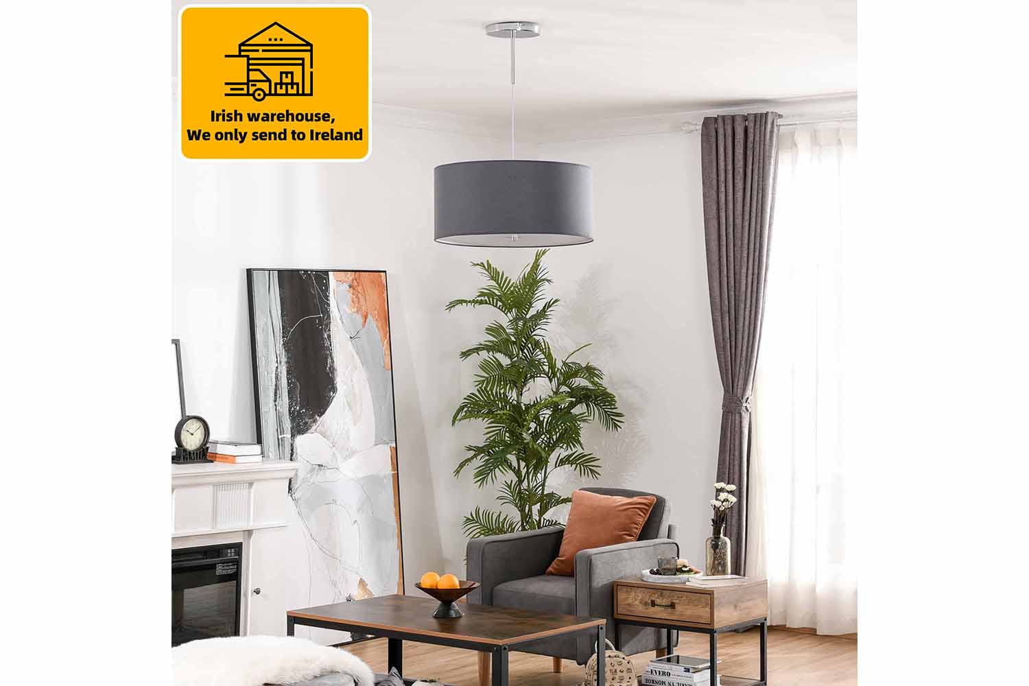 Homcom | Living Room Pendant Light | Silver/Grey