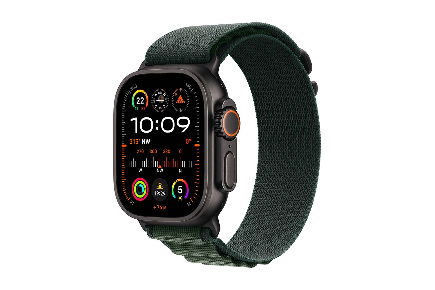 Apple Watch Ultra 49mm Black Titanium Case with Dark Green