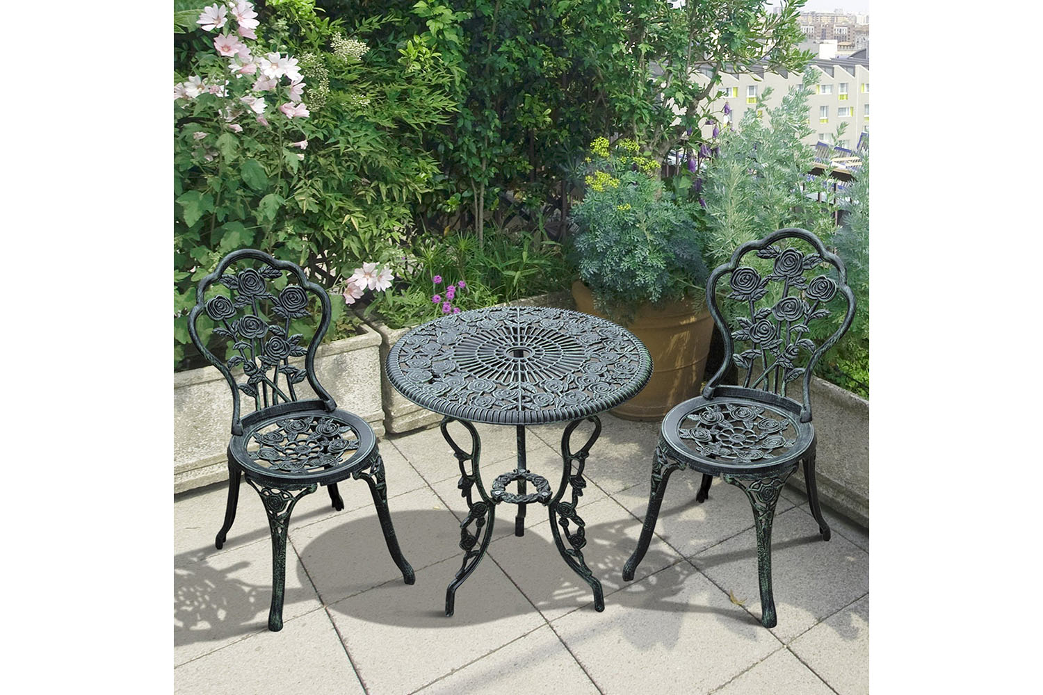 Outsunny Bistro Set | Antique Green| 3 Pieces