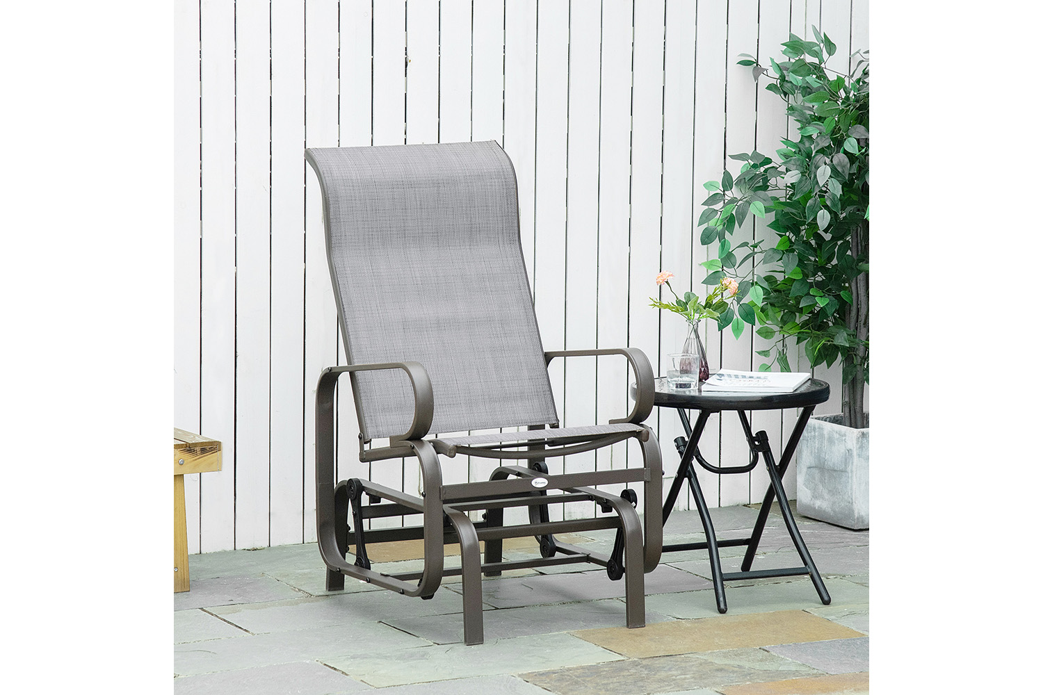 Outsunny Gliding Rocking Chair | Grey