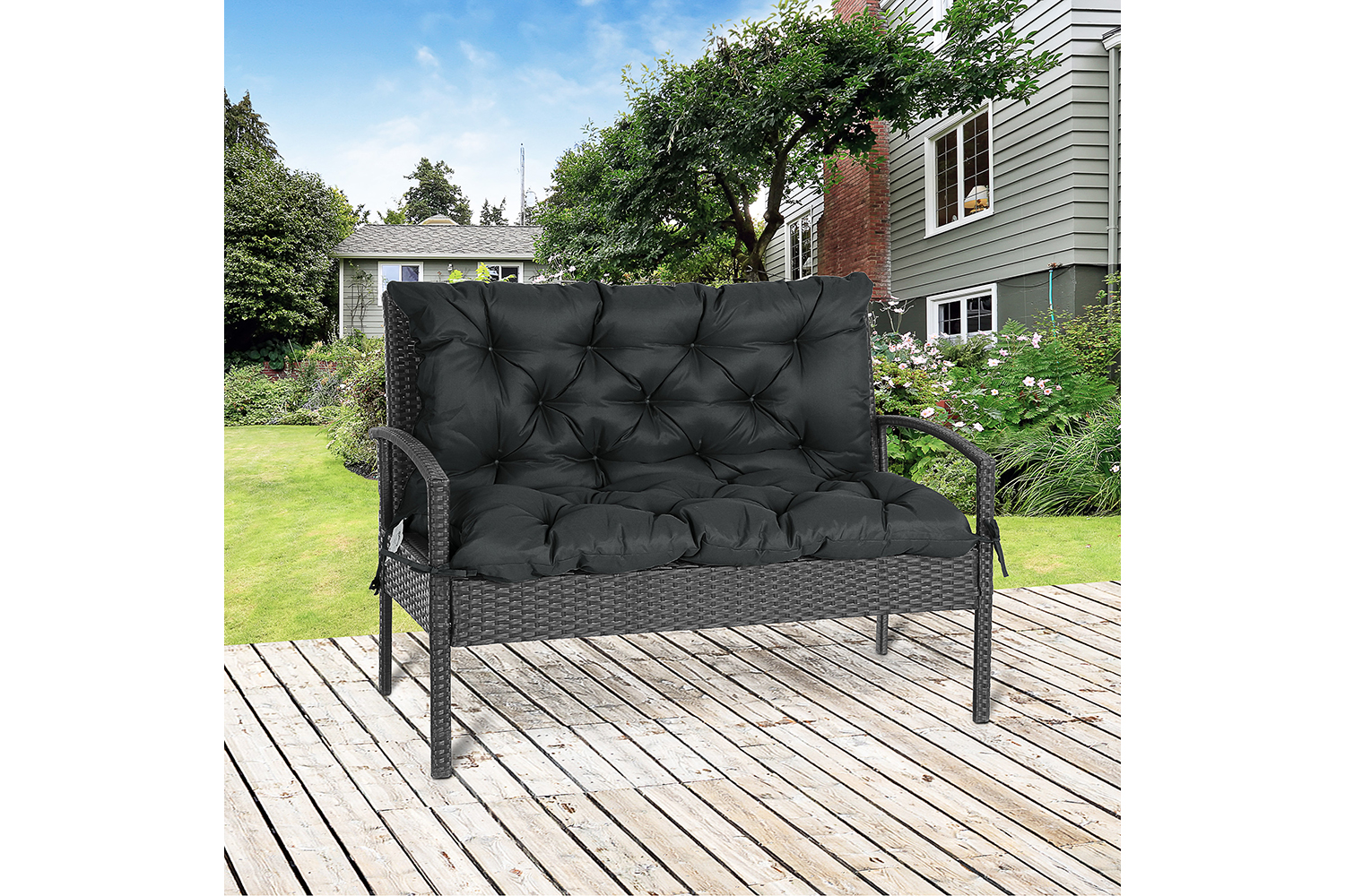 Outsunny 2 Seater Bench Cushion | Dark Grey