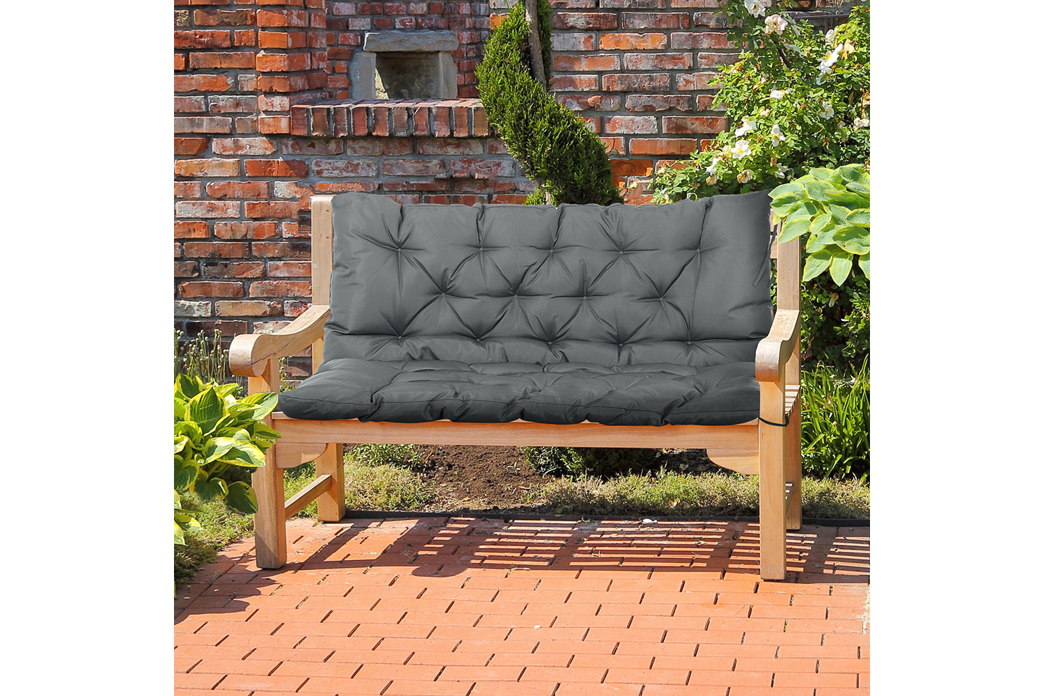 Outsunny 2 Seater Garden Bench Cushion | Dark Grey